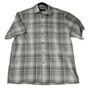 Arrow Blue Jean Co Shirt Men's L Pocket Green Plaid Short Sleeve Button Down